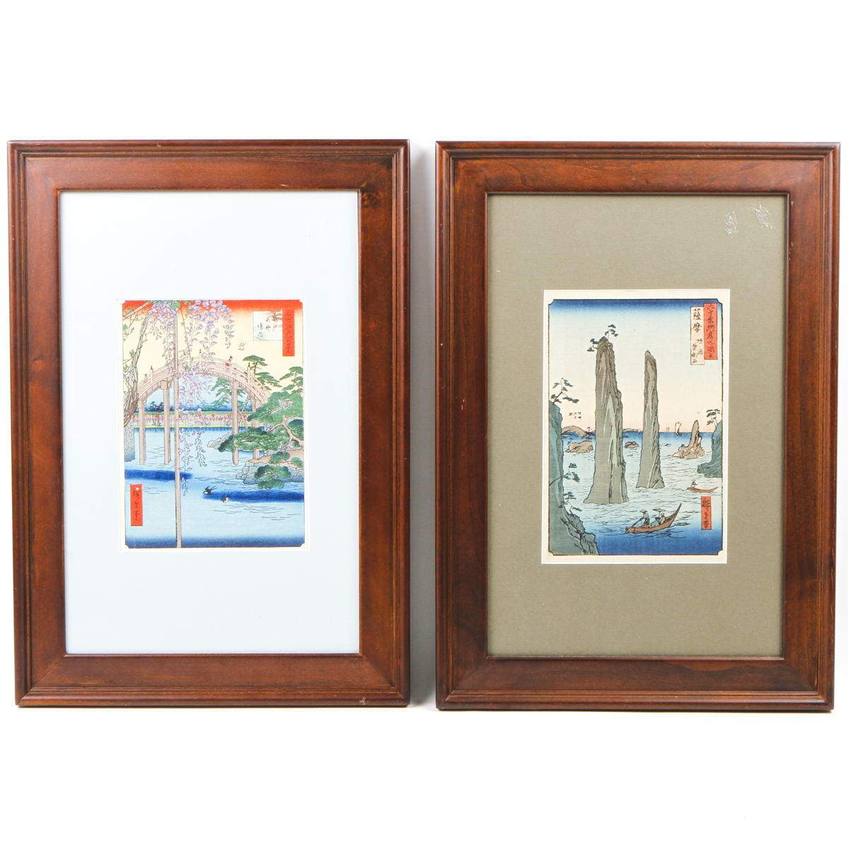 Pair of Hiroshinge Ando Reproduction Woodblock Prints