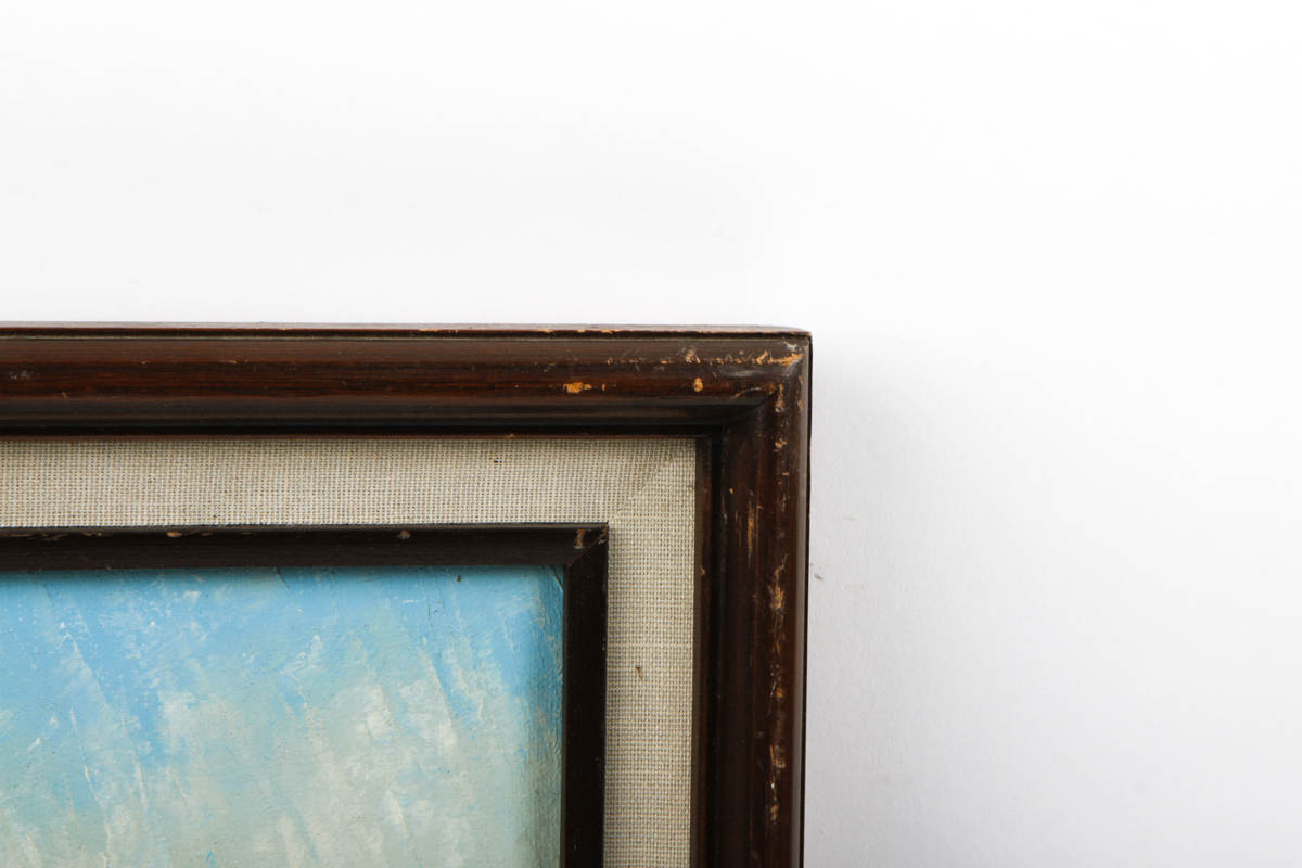 Framed Street Scene Oil Painting