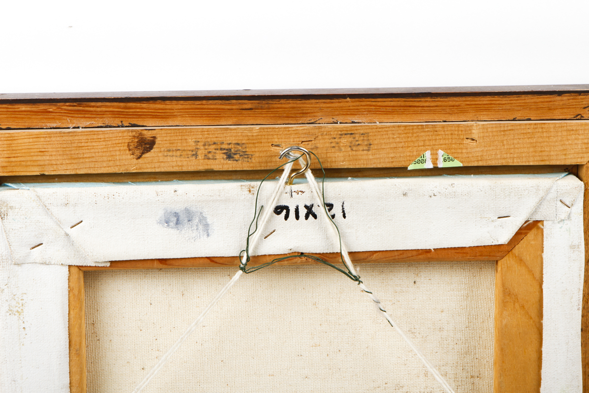 Framed Street Scene Oil Painting