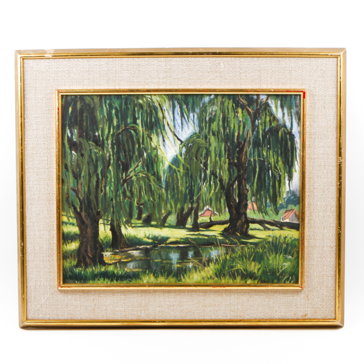 Framed Painting of Willow Trees