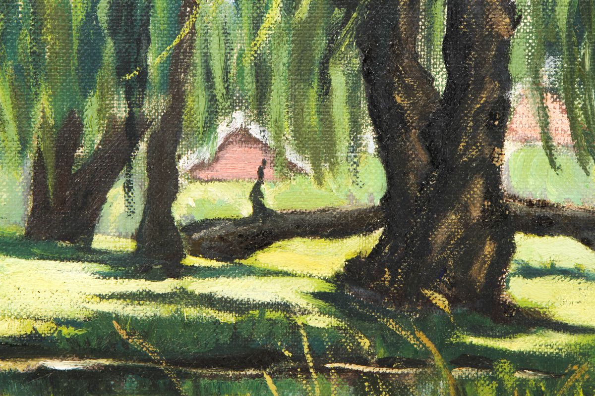 Framed Painting of Willow Trees