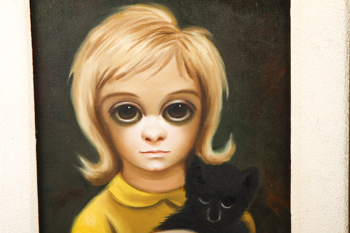 Framed Margaret Keane Inspired Portrait