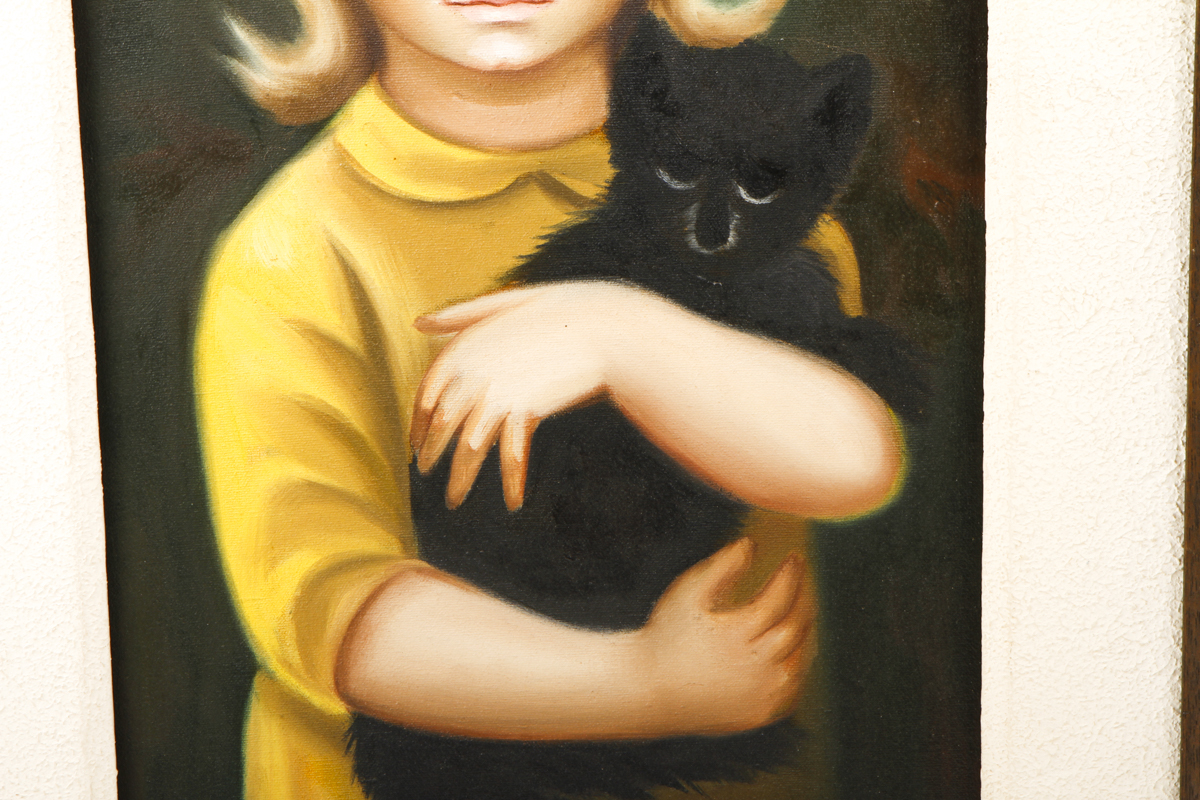 Framed Margaret Keane Inspired Portrait