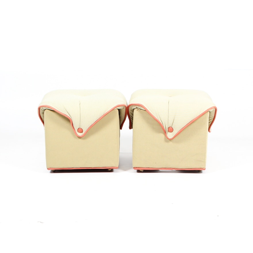 Pair of Whimsical Button Tufted Ottomans