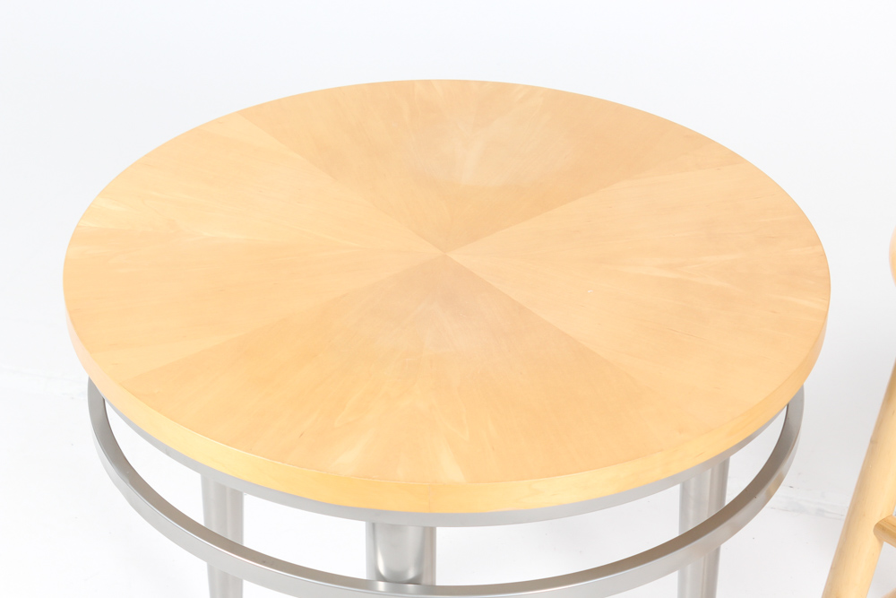 Contemporary Metal Accent Table With Stools