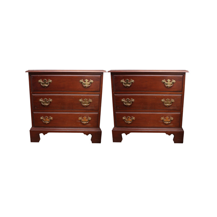 Pair of Chippendale Style Cherry Nightstands by Davis Cabinet Co.
