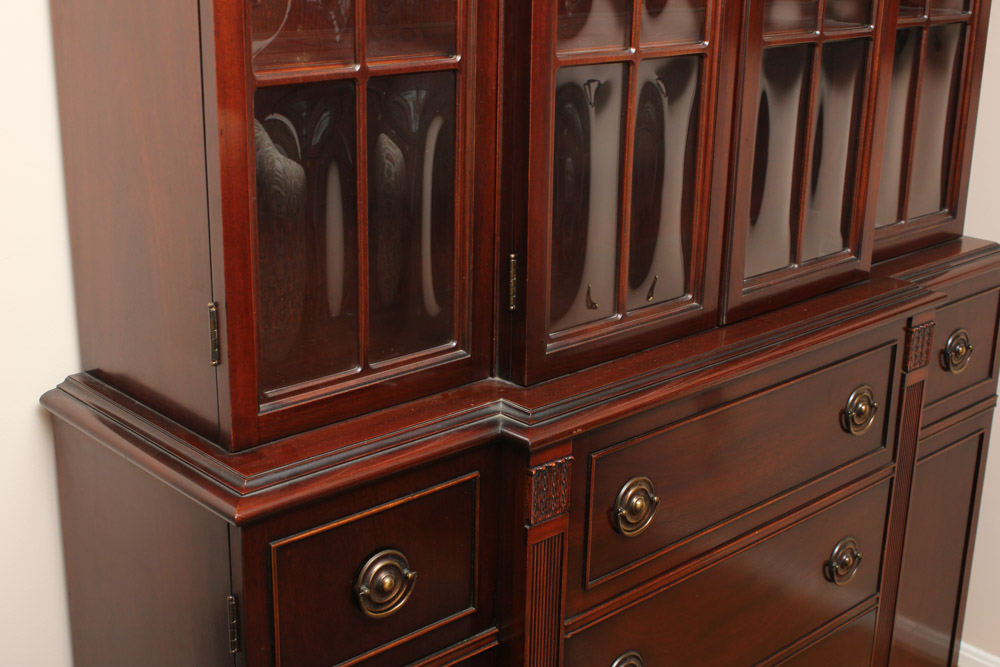 Large Cherry Wood China Cabinet