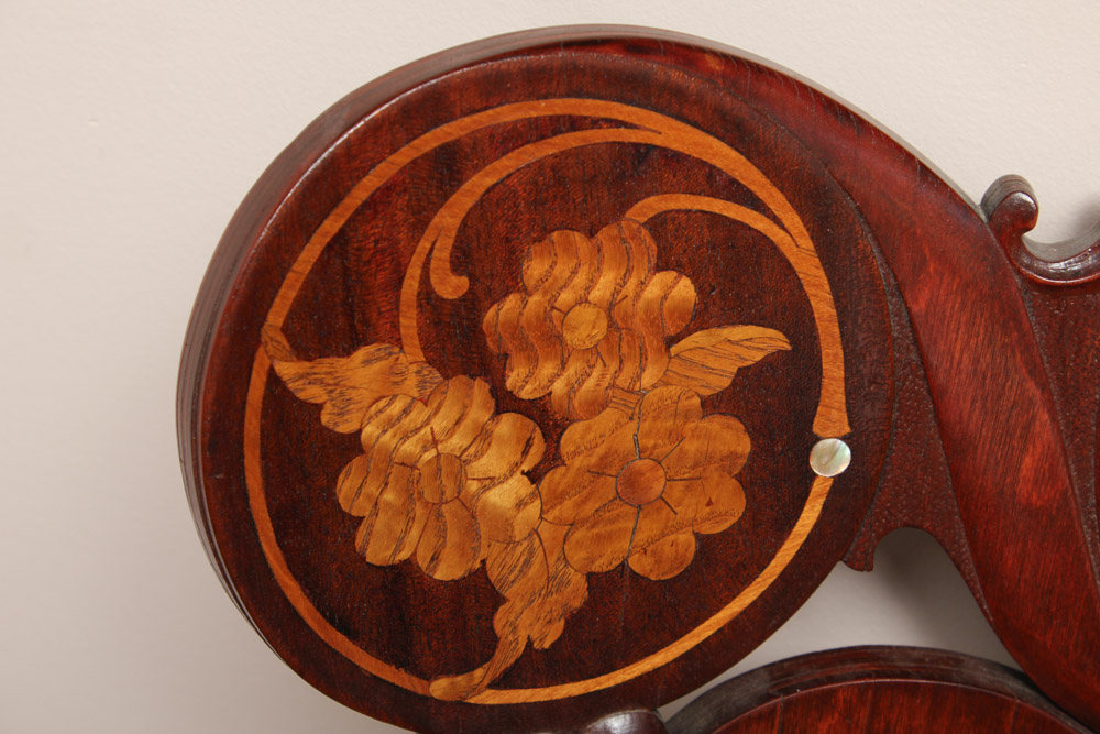 Carved Wood Arm Chair With Upholstered Seat