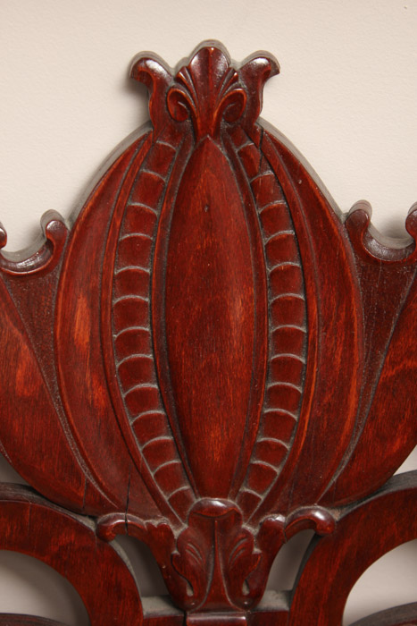 Carved Wood Arm Chair With Upholstered Seat