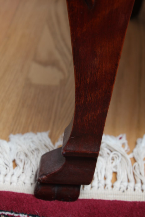 Carved Wood Arm Chair With Upholstered Seat