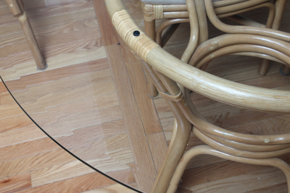 Glass Top Rattan Table and Chairs