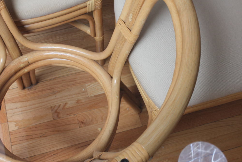 Glass Top Rattan Table and Chairs