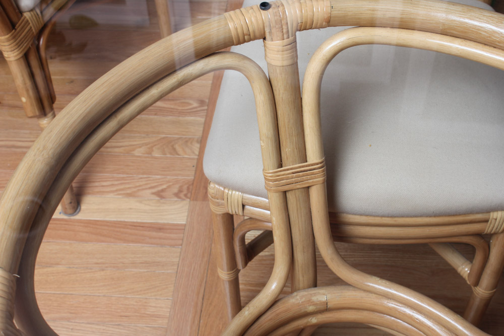 Glass Top Rattan Table and Chairs