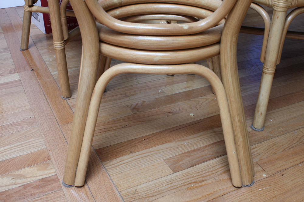 Glass Top Rattan Table and Chairs