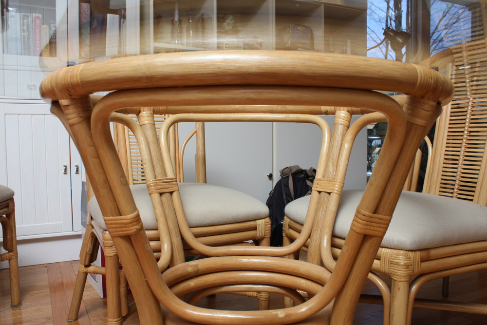 Glass Top Rattan Table and Chairs