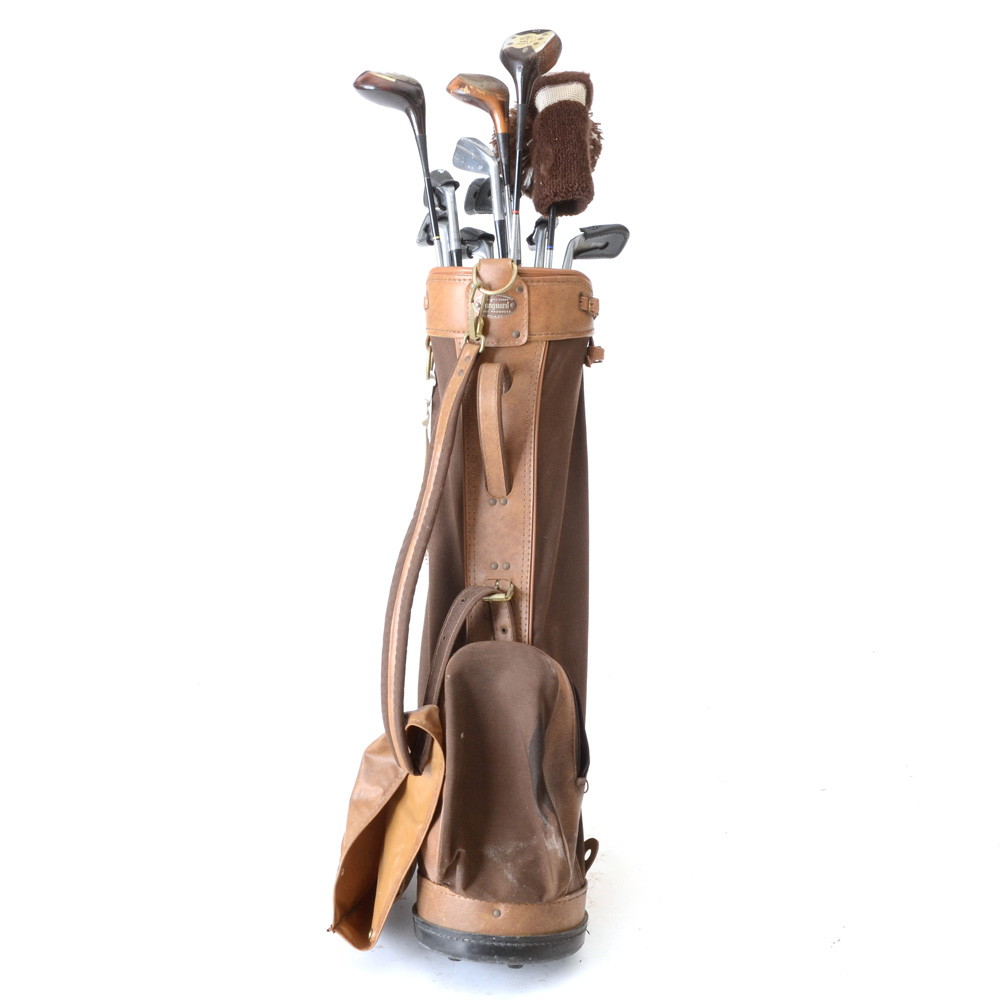 Set of H&B Model 10 Vintage Golf Clubs with Bag