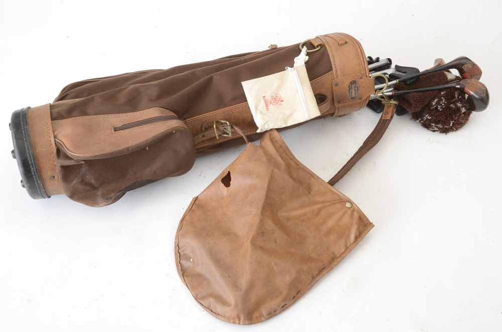 Set of H&B Model 10 Vintage Golf Clubs with Bag