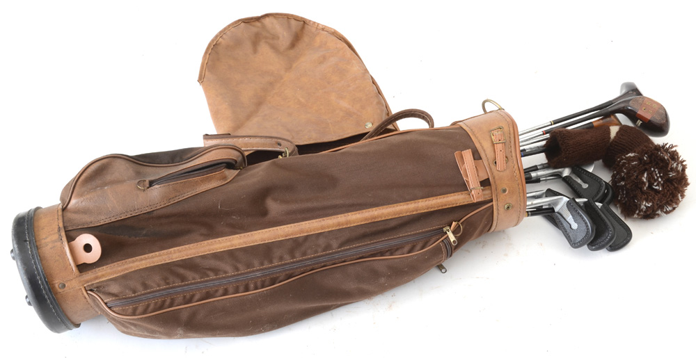 Set of H&B Model 10 Vintage Golf Clubs with Bag