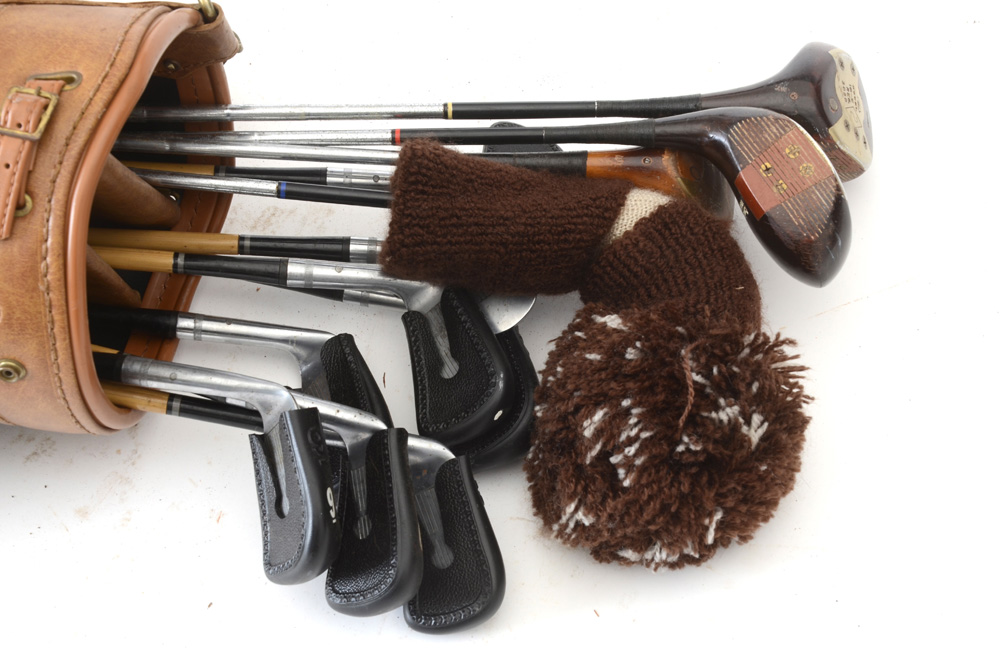 Set of H&B Model 10 Vintage Golf Clubs with Bag