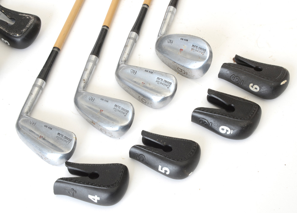 Set of H&B Model 10 Vintage Golf Clubs with Bag