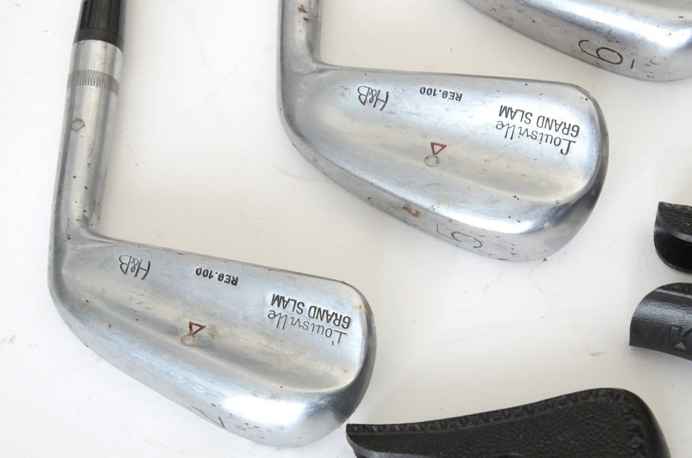 Set of H&B Model 10 Vintage Golf Clubs with Bag