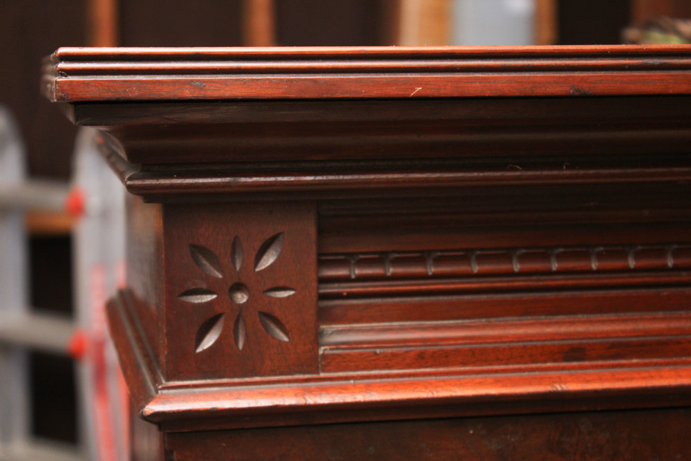 Antique Eastlake Walnut Bookcase Cabinet