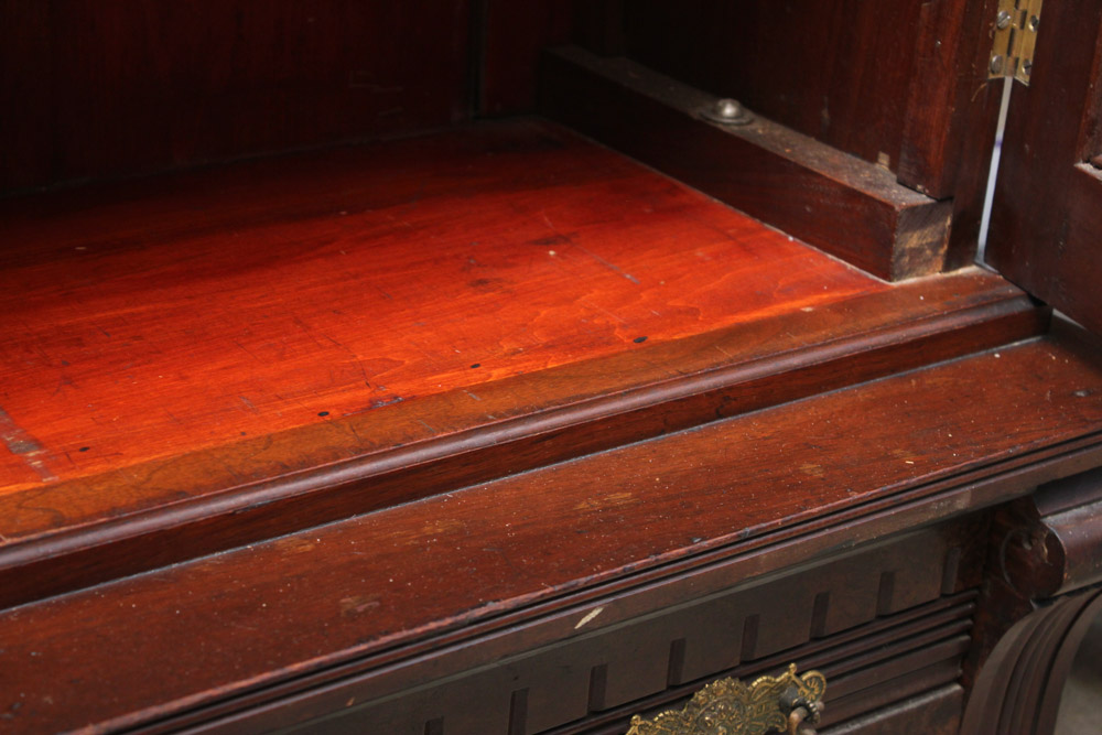 Antique Eastlake Walnut Bookcase Cabinet