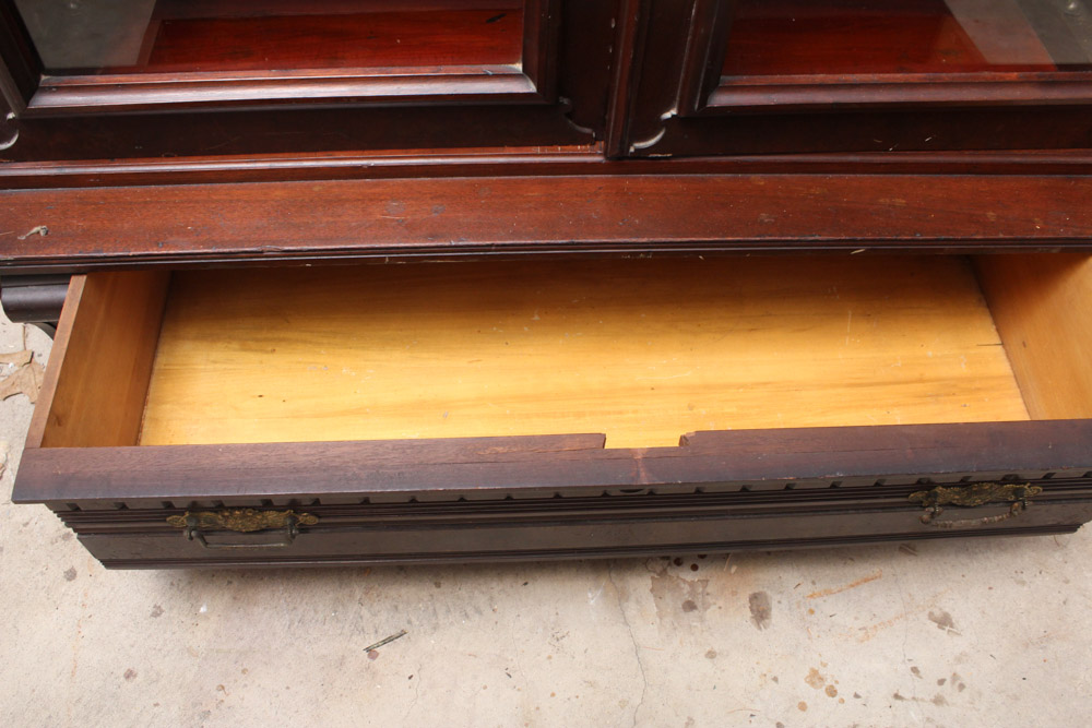 Antique Eastlake Walnut Bookcase Cabinet