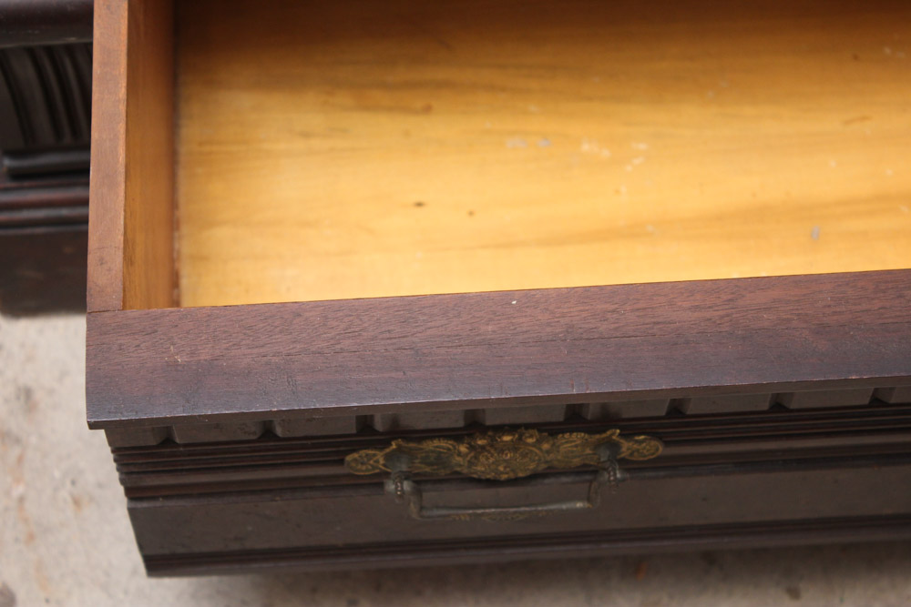 Antique Eastlake Walnut Bookcase Cabinet