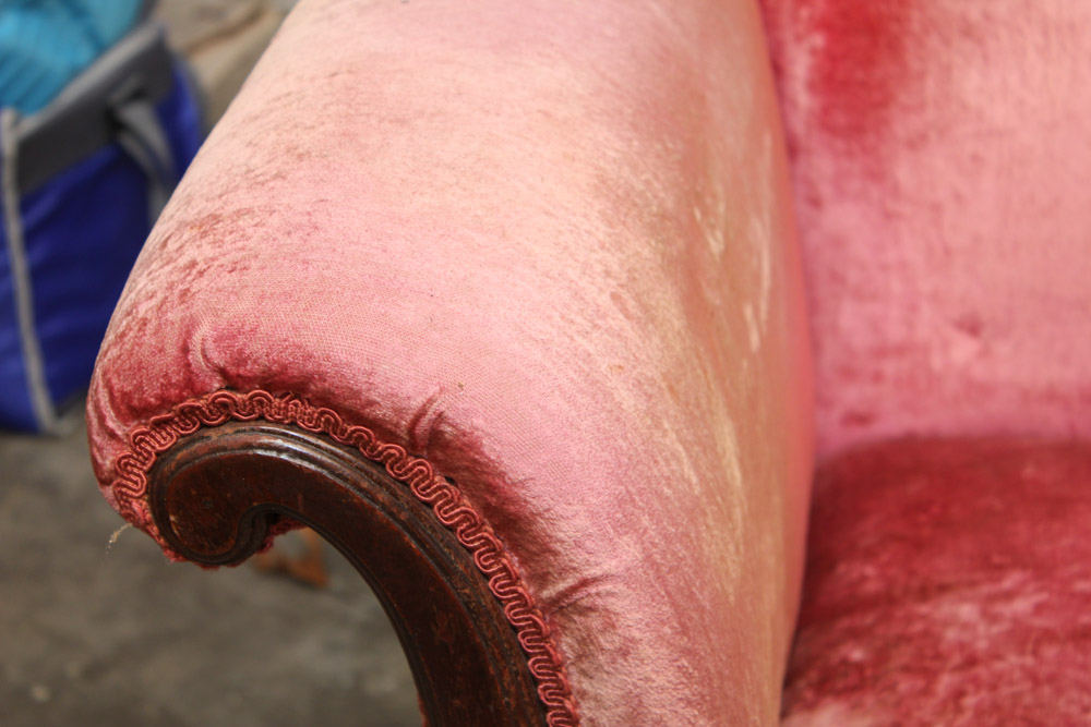 Duncan Phyfe-Style Upholstered Love Seat