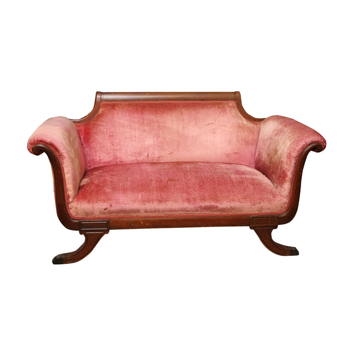 Duncan Phyfe-Style Upholstered Love Seat