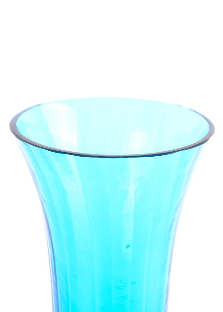 Vintage Blue Glass and Metal Wrapped Vase