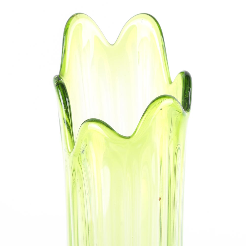 Abstract Green Glass Vase