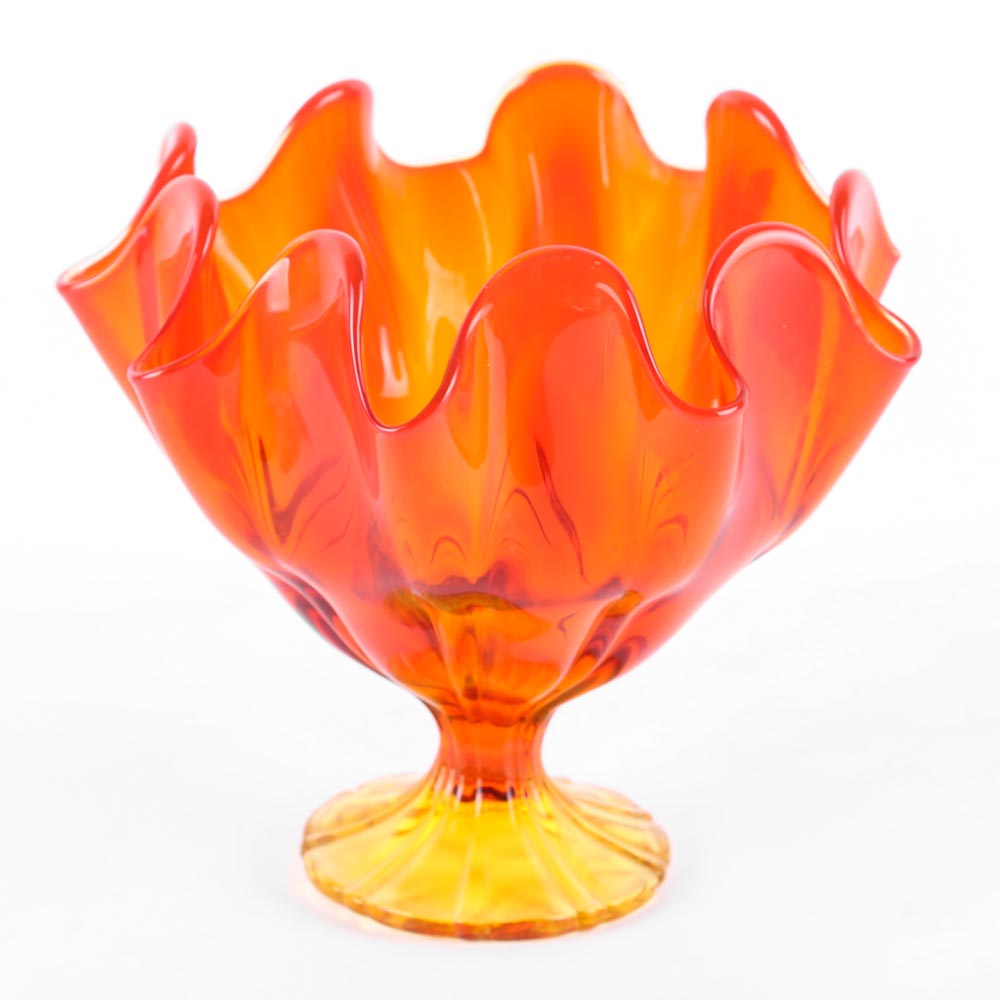 Amberina Glass Footed Bowl