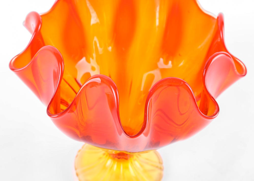 Amberina Glass Footed Bowl