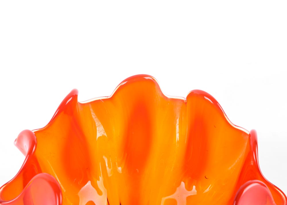 Amberina Glass Footed Bowl