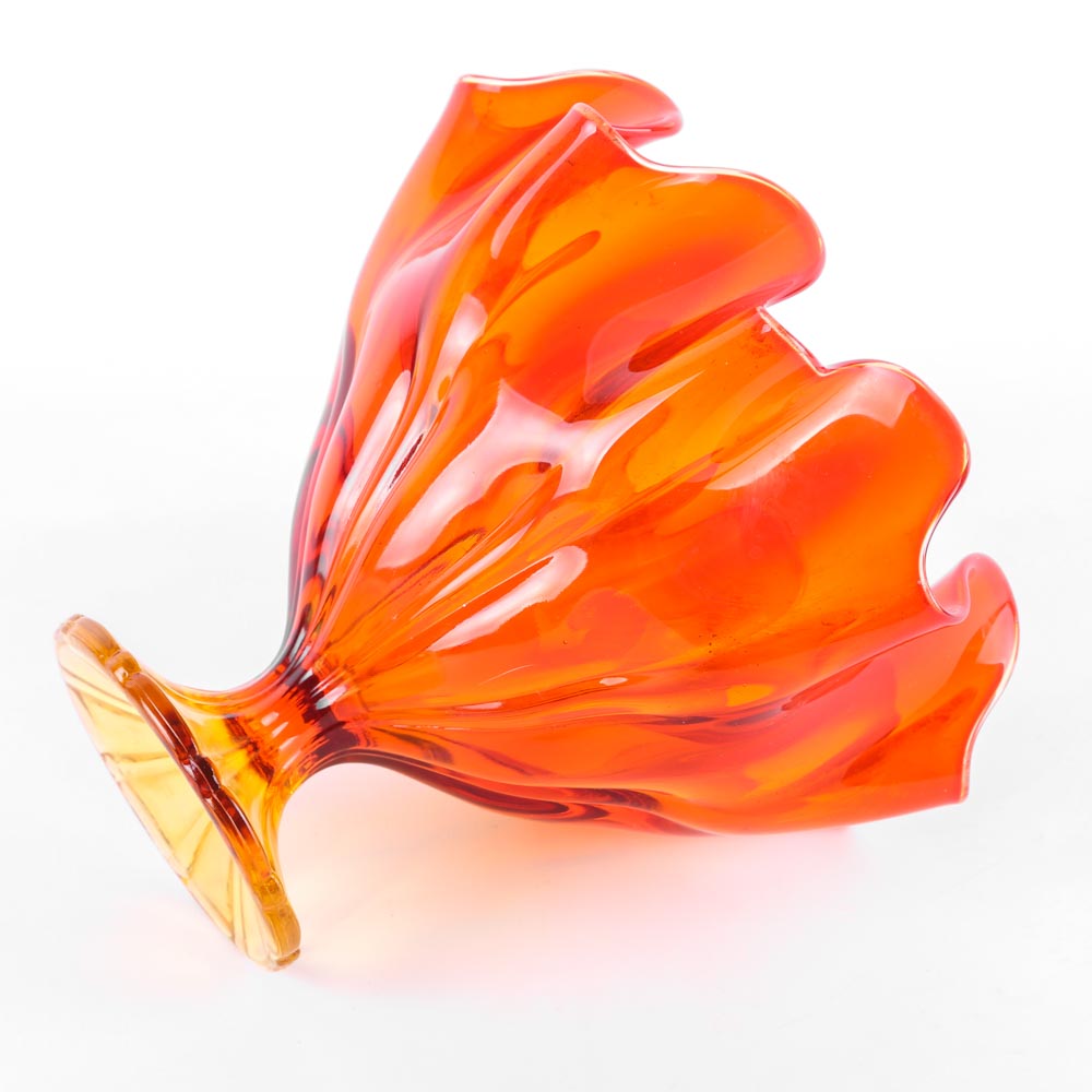 Amberina Glass Footed Bowl