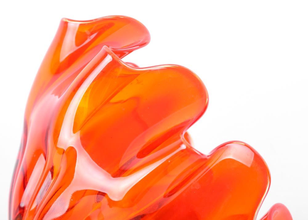 Amberina Glass Footed Bowl