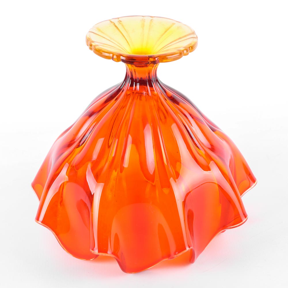 Amberina Glass Footed Bowl