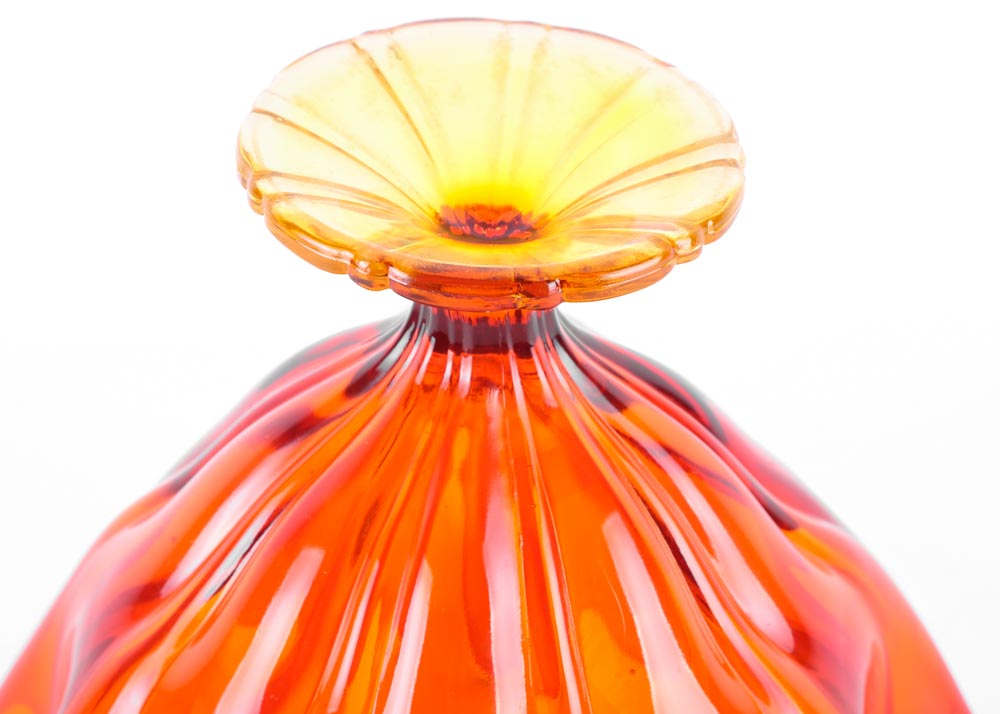 Amberina Glass Footed Bowl