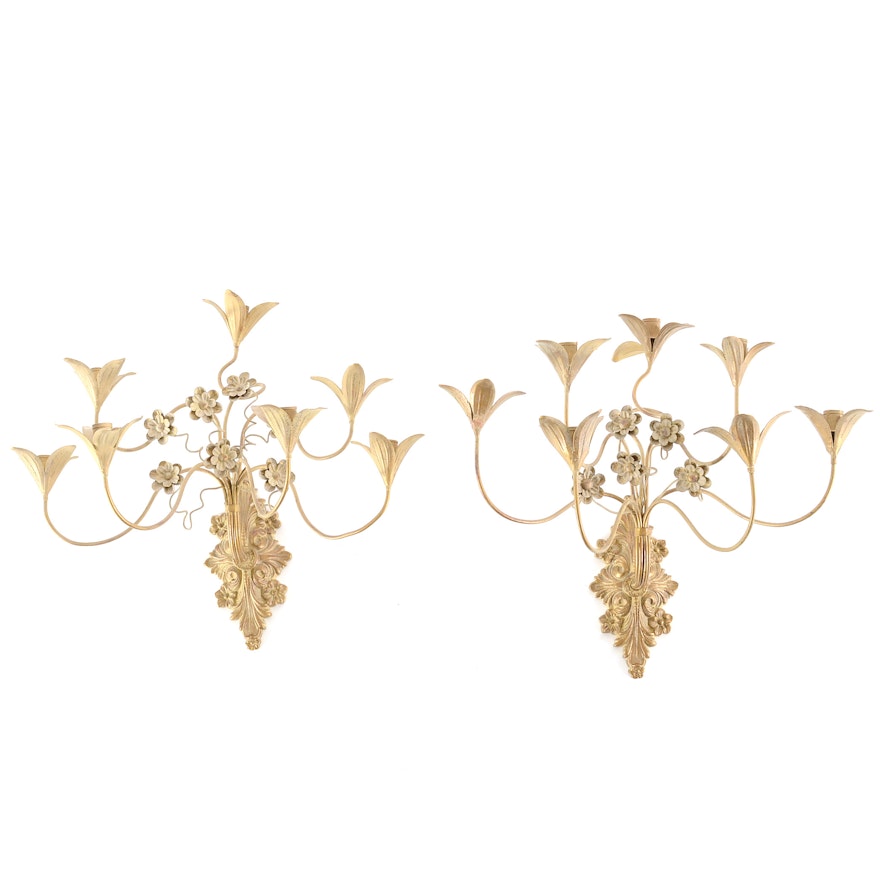 Pair of Floral Wall Sconces