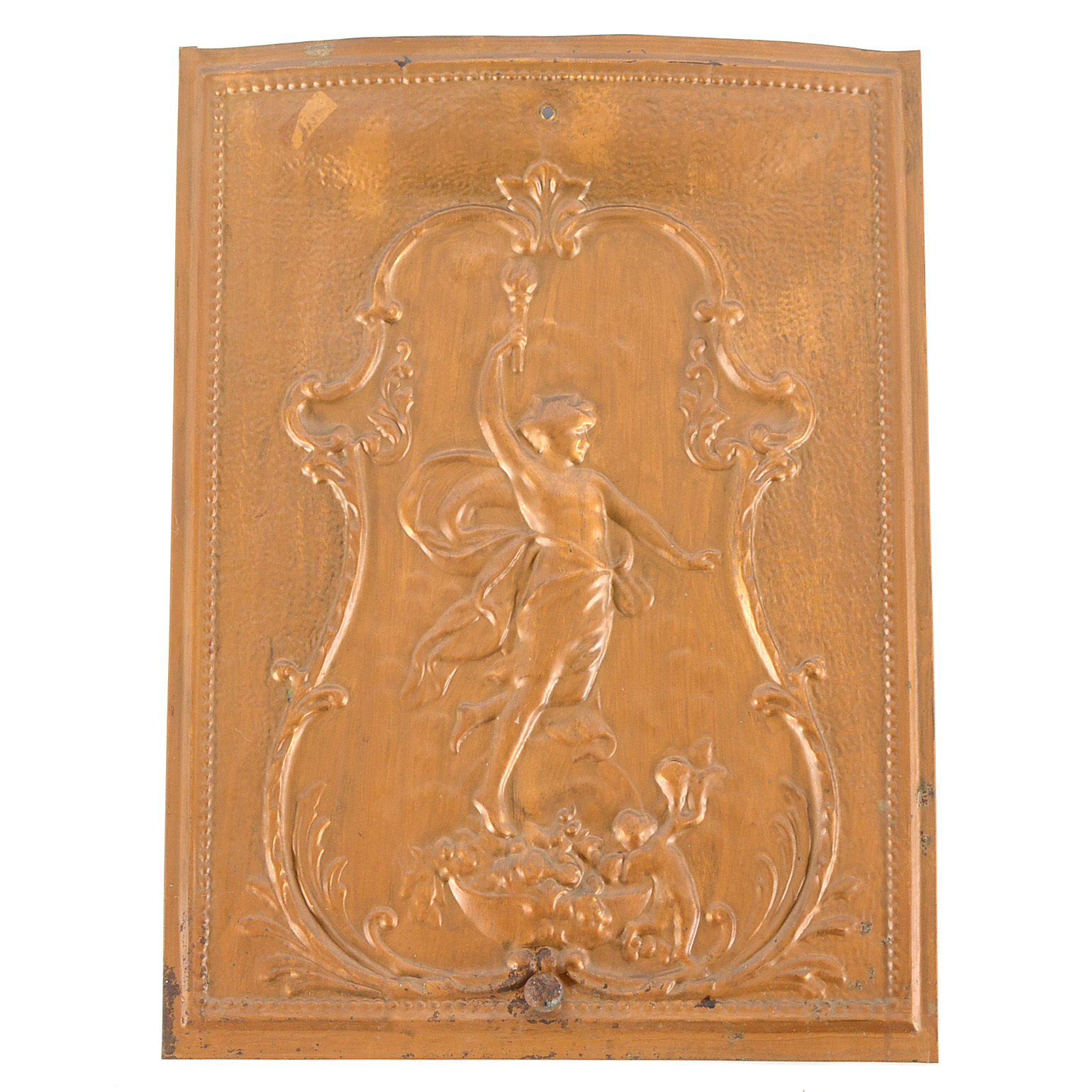 Vintage Embossed Steel Fireplace Cover