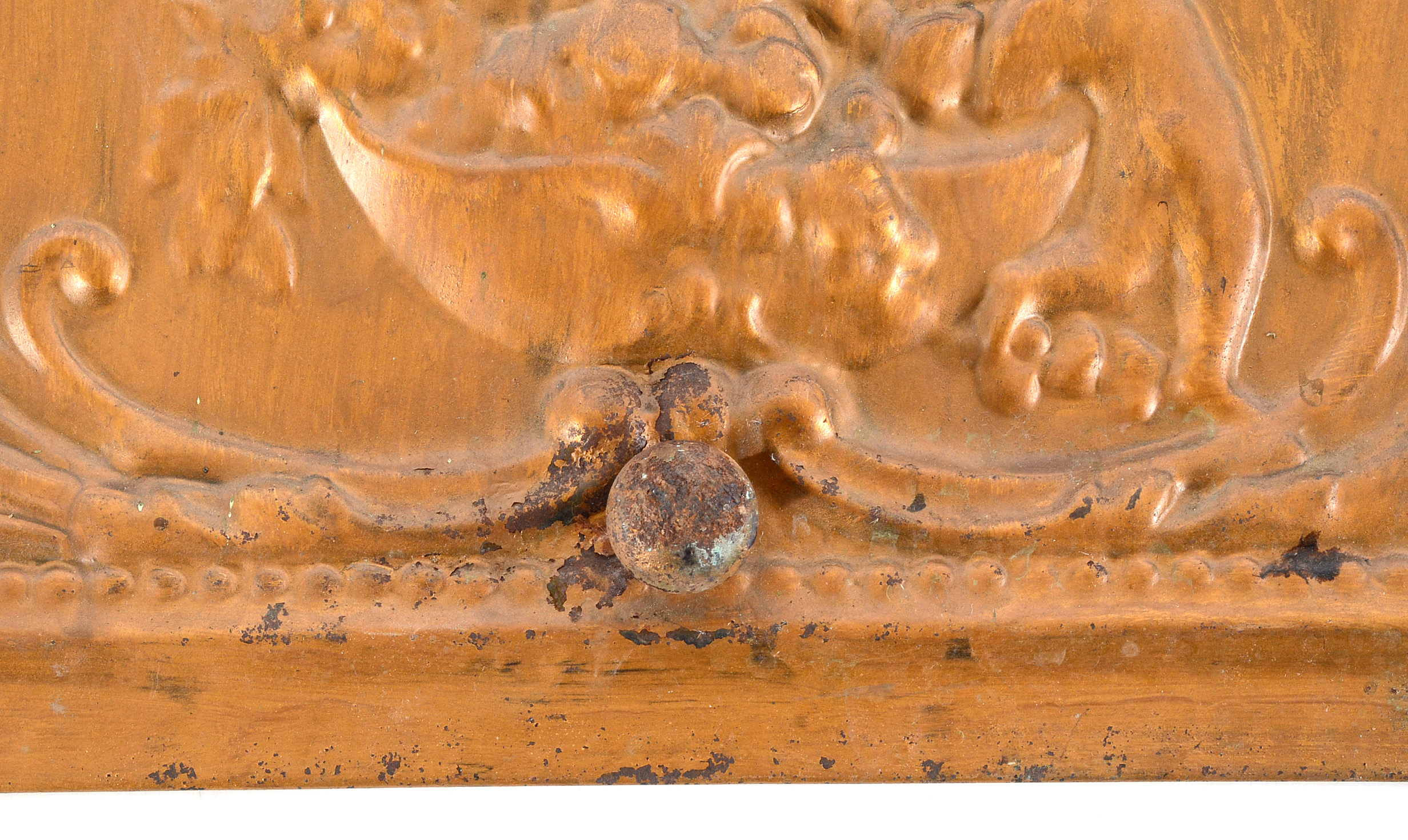 Vintage Embossed Steel Fireplace Cover