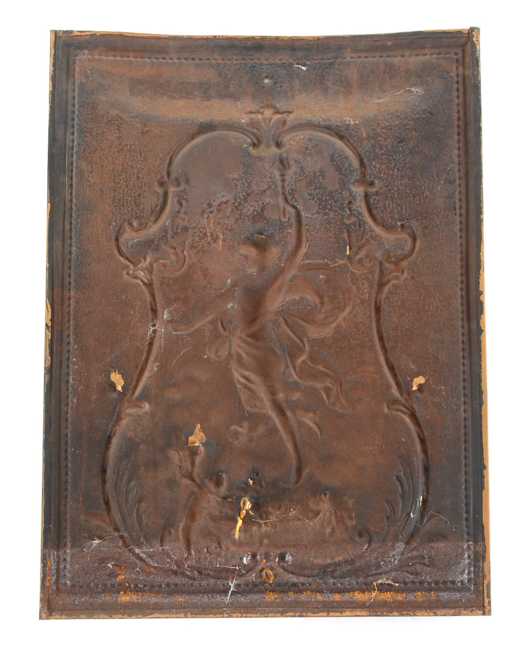 Vintage Embossed Steel Fireplace Cover