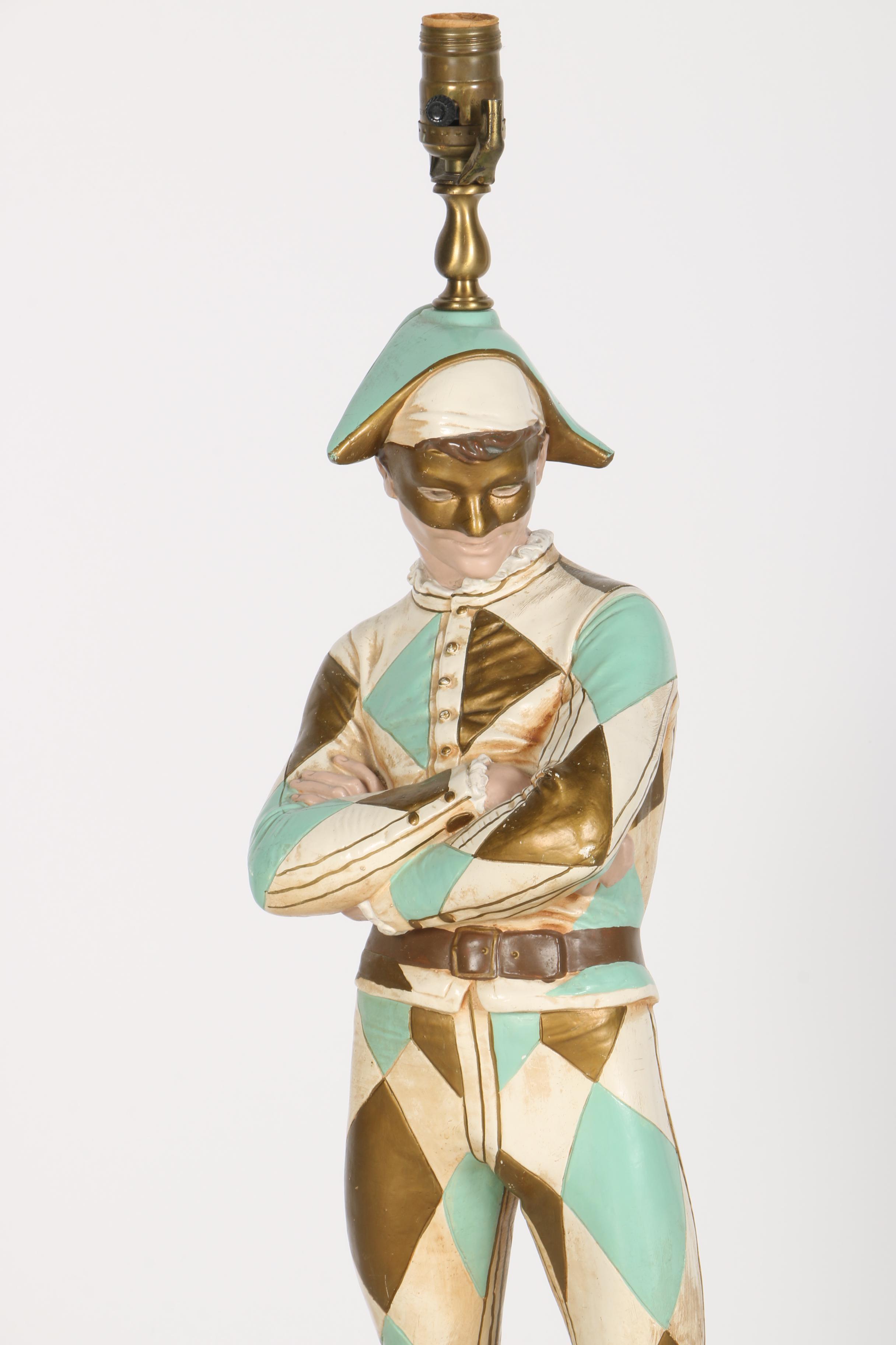 Hollywood Regency Harlequin Jester Lamp