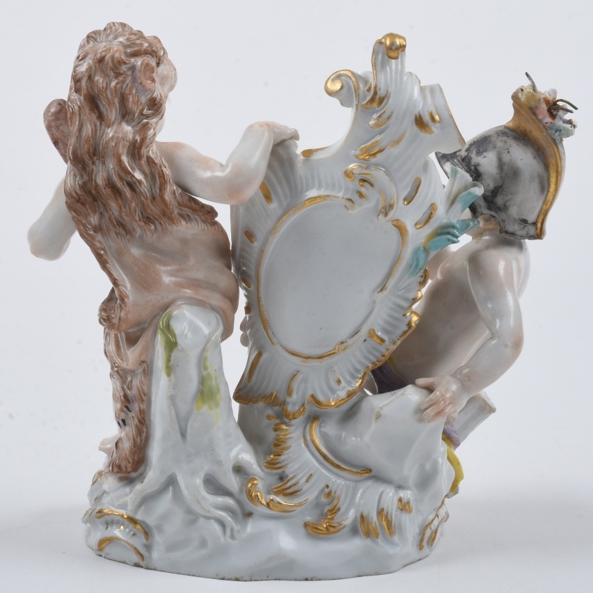 19th c. Meissen Armorial Group with Crest of Augustus the Strong