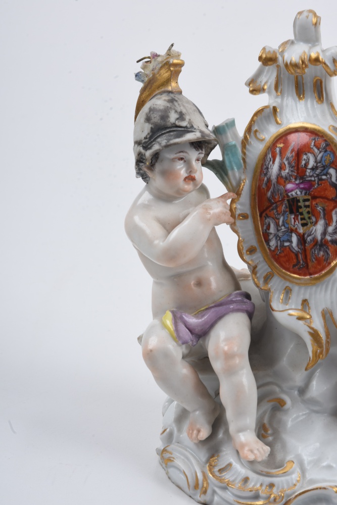 19th c. Meissen Armorial Group with Crest of Augustus the Strong