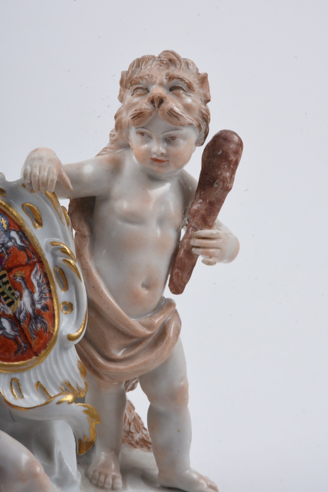 19th c. Meissen Armorial Group with Crest of Augustus the Strong