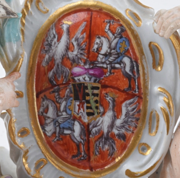19th c. Meissen Armorial Group with Crest of Augustus the Strong