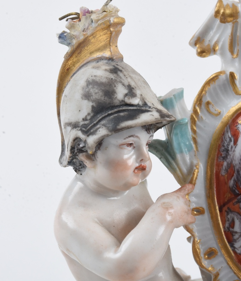19th c. Meissen Armorial Group with Crest of Augustus the Strong